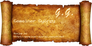 Gemeiner György névjegykártya