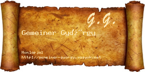 Gemeiner György névjegykártya